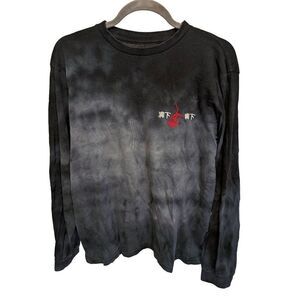 Eighty eight Black Tie Dye Long Sleeve Red Rose T-shirt Men's Size Medium